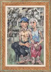 Comrades by Philip Evergood, 1945, Oil on Canvas, sold May 2025