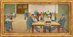 Swing Room by Arnold Friedman, 1935, Oil on Wood Panel, sold May 2025