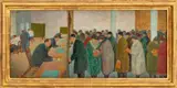 Money Order Window by Arnold Friedman, 1935, Oil on Wood Panel, sold May 2025