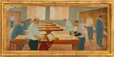 Cancellation Window by Arnold Friedman, circa 1935, Oil on Wood Panel, sold May 2025