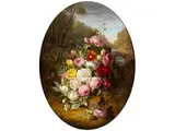 Grosser Blumenstrauss am Waldboden in Einer Hügeligen Parklandschaft by Jean-Baptiste Robie, oil on canvas, offered Sep 2015