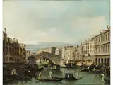 Vedute mit der Rialtobrücke von Süden by Bernardo Bellotto, oil on canvas, sold Jun 2023
