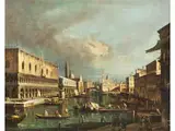 Venezianisches Capriccio mit Palästen und Kirchen by Bernardo Bellotto, oil on canvas, sold Jun 2025