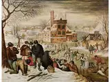 Winterlandschaft mit Eisvergnügen auf dem Schlossteich by Pieter Brueghel d. J., oil on panel, sold Jul 2017