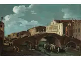 Venedig - Ansicht der Ponte dei tre Archi (dreibogen-brücke) by Bernardo Canal, oil on canvas, sold Sep 2023