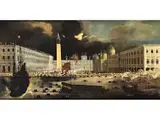 Phantastische Ansicht der Piazza san Marco mit der Abfahrt des Bucintoro by Monsù Desiderio, oil on canvas, sold Jun 2023