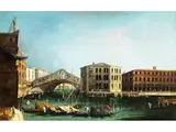 Venedig – Rialtobrücke mit dem Palazzo Camerlenghi by Michele Marieschi, oil on canvas, offered Jun 2024