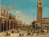 Vedute der Piazza san Marco in Venedig mit Dogenpalast und Campanile by Bernardo Bellotto, oil on canvas, sold Dec 2018