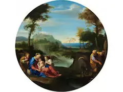 Die Ruhe auf der Flucht Nach Ägypten by Francesco Albani, oil on canvas, sold Jun 2019