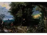 Waldlandschaft mit dem Heiligen Ignatius von Loyola by Jan Brueghel d.J., oil on canvas, sold Dec 2015