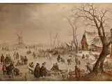 Winterliches Vergnügen in Vereister Polderlandschaft by Hendrick Avercamp, 1585 Amsterdam – 1634 Kampen, oil on panel, sold Dec 2018