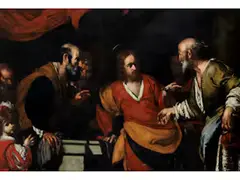Das Gleichnis vom Zinsgroschen by Bernardo Strozzi, oil on canvas, offered Mar 2026