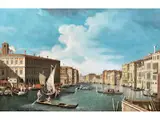 Vedute des Canal Grande mit den Fabbriche Nuove di Rialto und den Campanile von san Geremia by Bernardo Canal, oil on canvas, sold Mar 2023