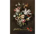 Blumenstillleben mit Kirschen, Libelle und Eidechse by Jacob Marrel, oil on panel, offered Jun 2026