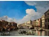 Venedigvedute mit dem Canal Grande und der Rialtobrücke by Bernardo Canal, oil on canvas, sold Jun 2026