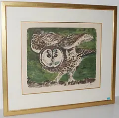 Eule by Hans Erni, 1959, color lithograph, sold Sep 2015