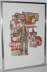 Hühnerhändler by Rudolf Mirer, 1984, color lithograph, sold Sep 2015