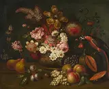 Blumenstilleben mit Papagei by Holland, 18.Jh., oil on canvas, sold Jun 2015