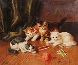 Jeux de chats by Alfred-Arthur Brunel de Neuville, oil on canvas, sold Jun 2015