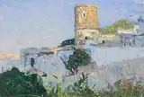 Die Torre Costantina in Forio by Alfred Zoff, oil on canvas, sold Jun 2015