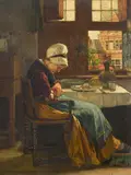 Alte Frau beim Nickerchen nach dem Essen by Albertus Johan Neuhuys, oil on panel, offered Jun 2015