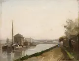 Spaziergänger auf dem Kanalweg by Charles Edmond Renault, 1871, oil on canvas, sold Jun 2015