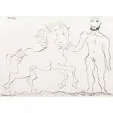 Homme Nu Debout et Cheval by Pablo Picasso, drypoint etching, sold Feb 2024