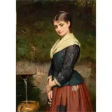 By the Stream by Charles Sillem Lidderdale, 1878, oil on canvas, sold Feb 2024