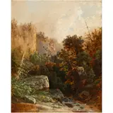 Untitled (Mountain Stream) by Albert Bierstadt, oil on canvas, sold Feb 2024