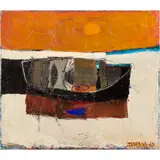 The Black Boat by Raimonds Staprans, 1963, oil on canvas, sold Feb 2024