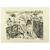 Untitled (Dog and Pony) by Roy De Forest, 1967, lithograph, sold Feb 2024