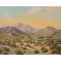 Desert Scrub by Herbert Sartelle, oil on canvas, sold Feb 2024
