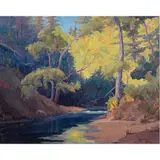 River in the Forest by Luther Evans DeJoiner, 1950, oil on canvas, sold Feb 2024