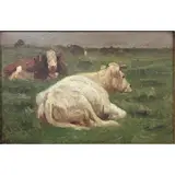 Cattle Resting in an Open Field by Ogden Wood, 2015, oil on panel, sold Feb 2024