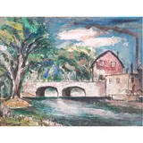 Mill Dam by Louis Siegriest, 1948, oil on board, sold Feb 2024