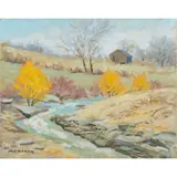Stream on the Farm by William Charles Baker, oil on board, sold Feb 2024