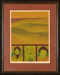 Landscape and Figures by Herman Van Nazareth, silkscreen, sold Mar 2026