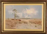 Cattle and Herder in a Landscape by Christopher Tugwell, oil on board, sold May 2026