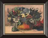 Still Life with Wild Flowers V by Jan Dingemans, oil on board, sold May 2026