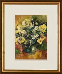 Still Life with Wild Flowers VII by Jan Dingemans, oil on board, sold May 2026