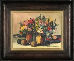 Still Life with Wild Flowers VI by Jan Dingemans, oil on board, sold May 2026