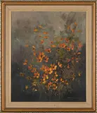 Still Life with Cosmos by Francois Badenhorst, oil on canvas mounted on board, sold May 2026