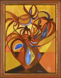 Still Life with Flowers by Brendan Botha, acrylic on board, sold May 2026