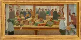 Parcel Post Window by Arnold Friedman, 1935, Oil on Wood Panel, sold May 2025