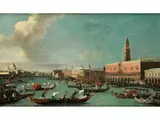Die Mole mit dem Dogenpalast am Becken von san Marco und dem Bucentaur by William James, oil on canvas, sold Dec 2022