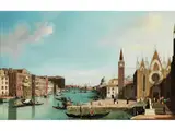 Der Canal Grande mit Santa Maria Della Carita und Santa Maria Della Salute by William James, oil on canvas, sold Jun 2025