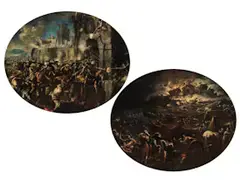Schlachtenszenen by Ilario Spolverini, oil on canvas, sold Jun 2024