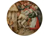 Rundbild mit Wiedergabe Eines Niederländischen Sprichwortes by Pieter Brueghel d. J., oil on panel, sold Mar 2017