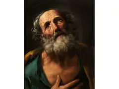 Der Reumütige Heilige Petrus by Guido Reni, oil on copper, sold Apr 2018