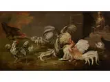 Hahnenkampf im Geflügelhof by Frans Snyders, oil on canvas, sold Jul 2018